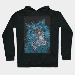 Blue cat bathing Hoodie